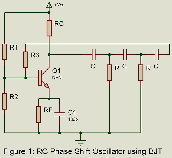 rc phase shift oscillator using bjt