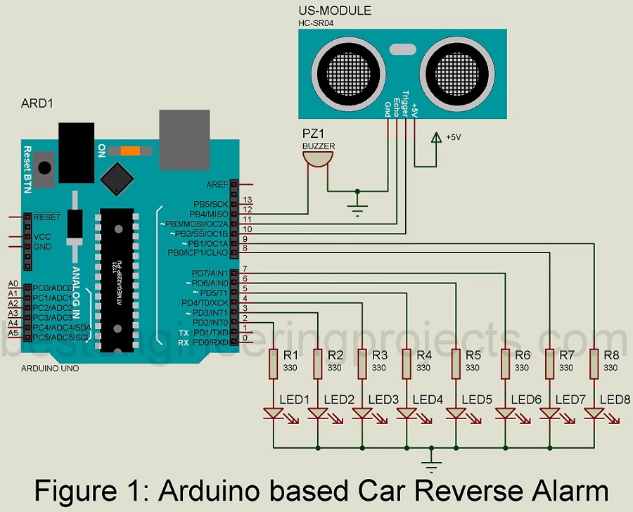 car reverse alarm using arduino