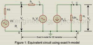 equivalent circuit using exact h-model of ce amplifier