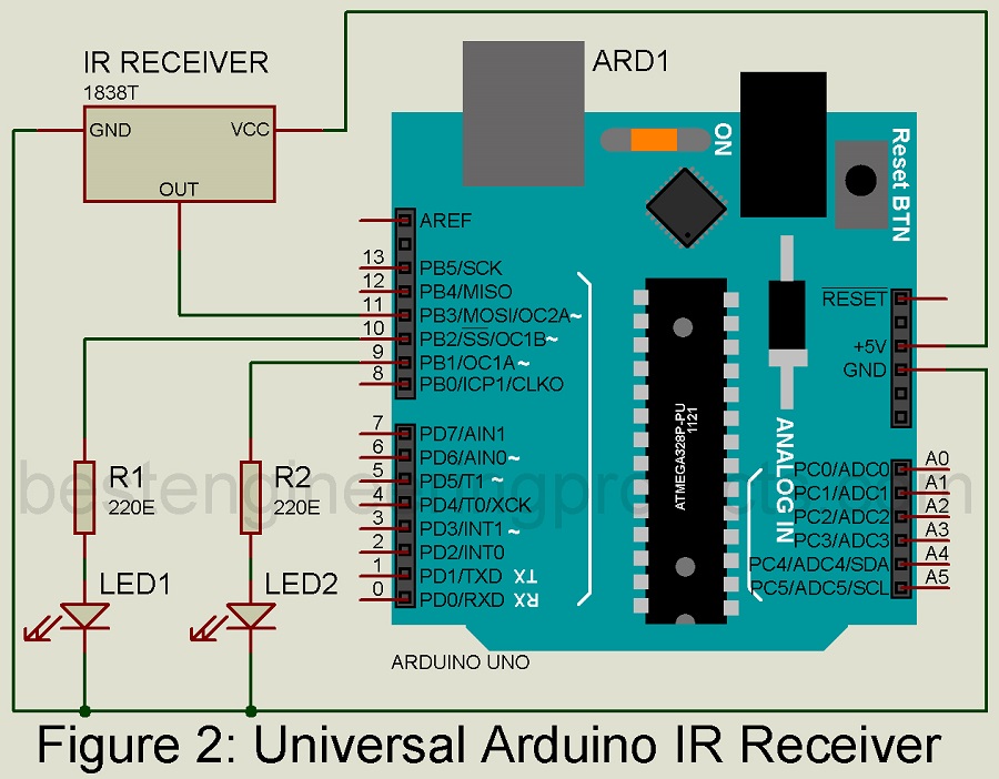 universal arduino IR remote receiver circuit