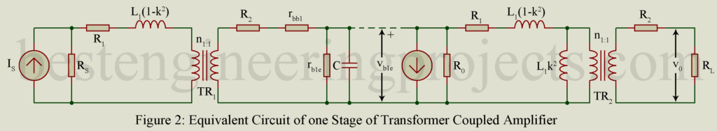 equivalent circuit of one stage of transformer coupled amplifier