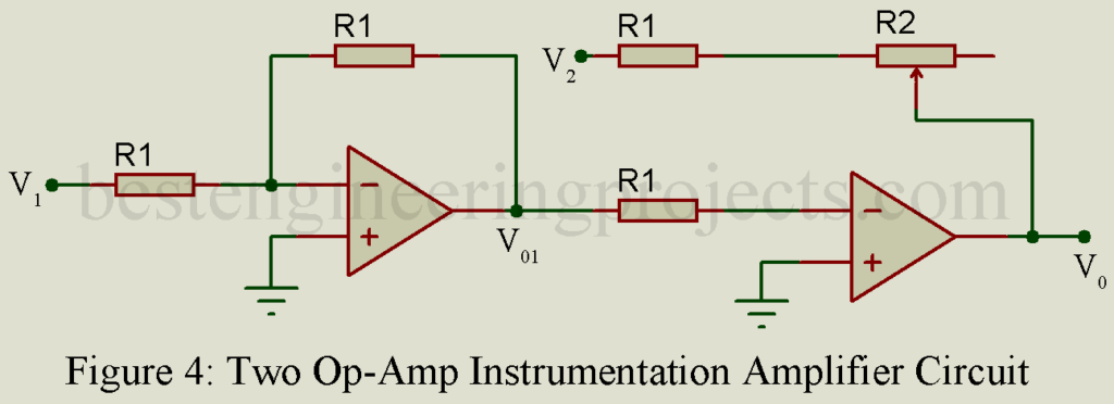 two op-amp instrumentation amplifier