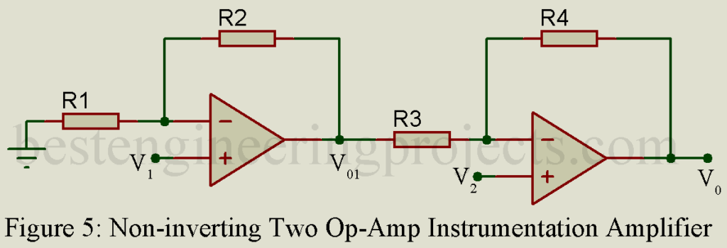 non-inverting two op-amp instrumentation amplifier