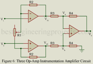 three op-amp instrumentation amplifier