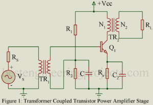 transformer coupled transistor power amplifier stage