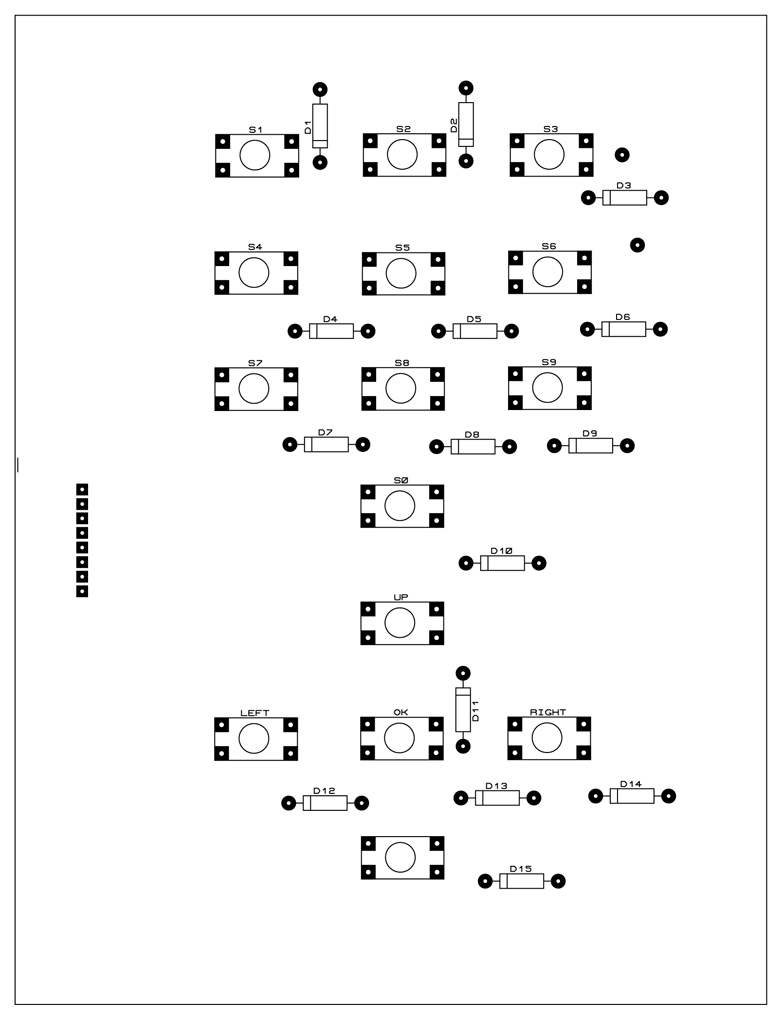 component side pcb of DIY 5x3 matrix keypad for arduino