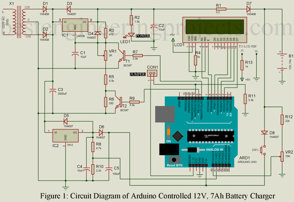 Arduino Controlled 12V battery charger circuit - Engineering Projects