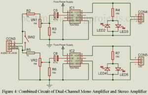 hybrid mono and stereo amplifier circuit