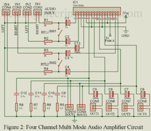 four channel audio amplifier circuit