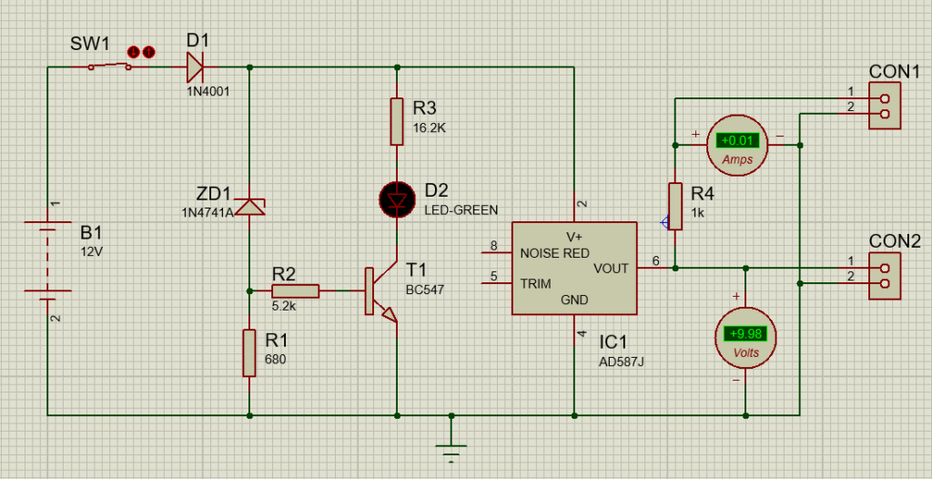 precision voltage reference simulation circuit with 12V