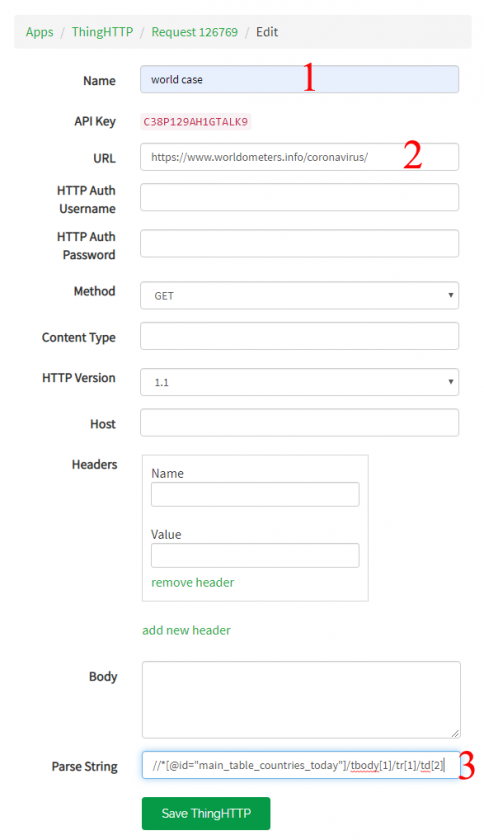 http setup for thingspeak