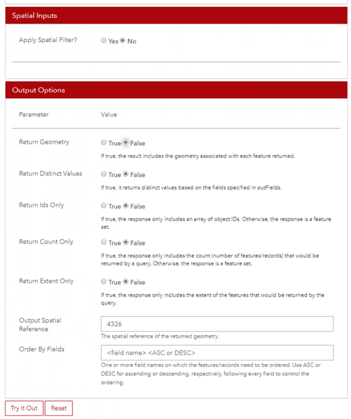 selecting input and output parameter for json code