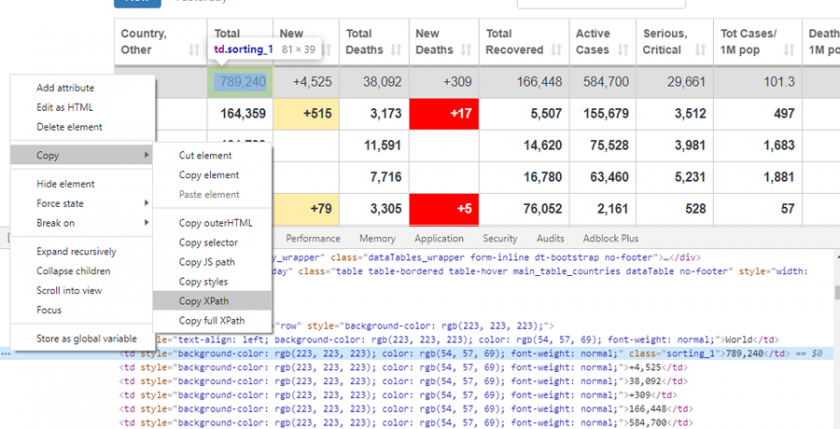 xpath for world case