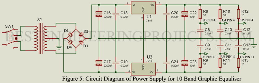 power supply for 10 band graphic equalizer