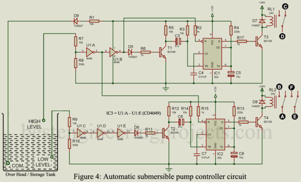 Automatic submersible pump controller circuit