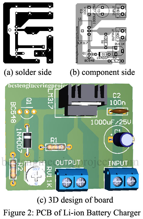 pcb diagram of Lithium Ion Battery Charger Circuit