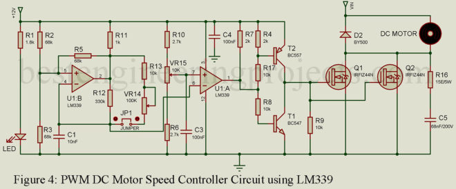 pwm dc motor speed controller circuit