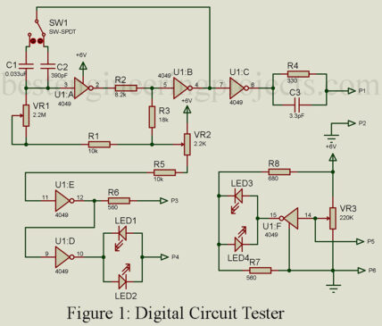 digital circuit tester using 4049 IC