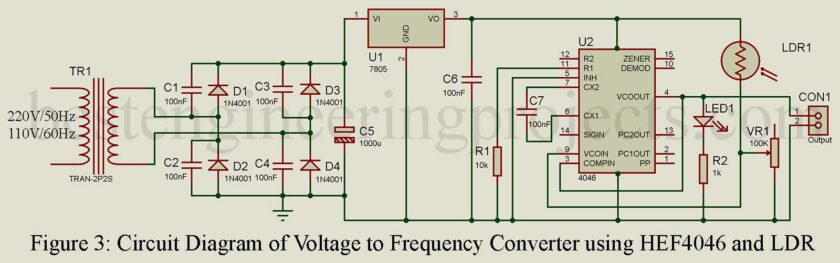 voltage to frequency converter using 4046