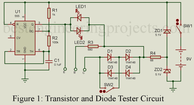 transistor and diode tester circuit