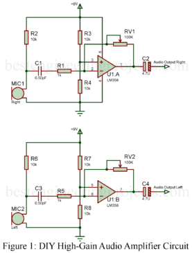 high gain audio amplifier circuit