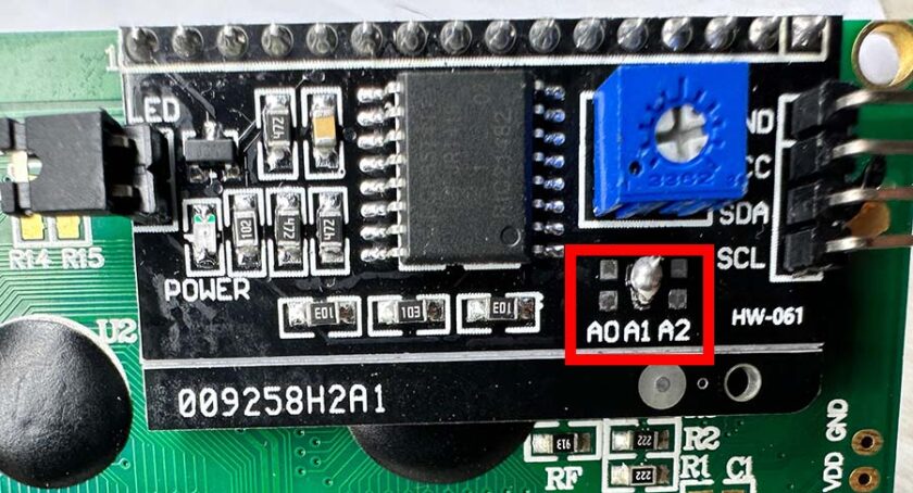 i2c address of lcd 0x25