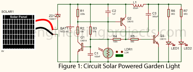 solar powered garden light circuit