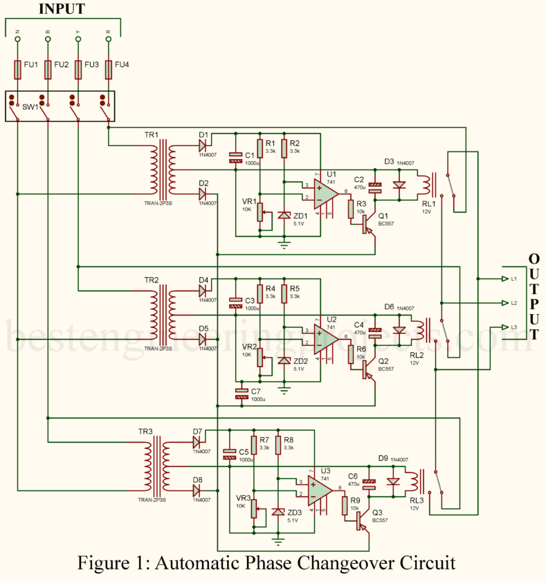 automatic phase changeover circuit