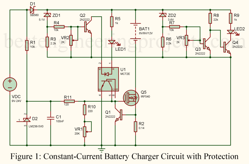 constant current battery charger circuit with protection