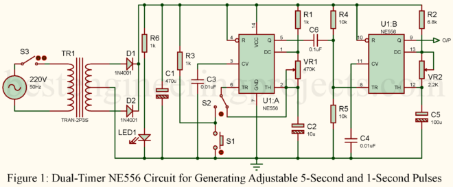 ne556 circuit for generating pulse